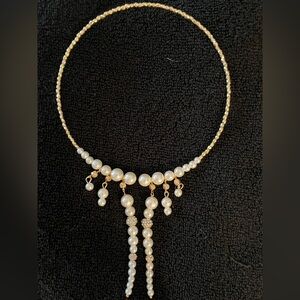 Elegant Goldtone and Pearl Necklace wedding ready or any formal occasion